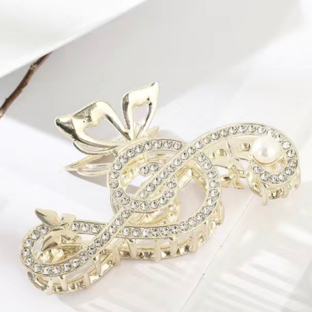 Music Note Claw Hair Clip - Rhinestone - Picture 3 of 10